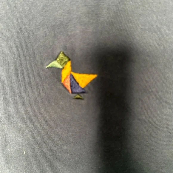 Wuxly XL Organic Cotton T-Shirt Made in Canada Origami Bird Logo Navy Blue - Picture 4 of 14